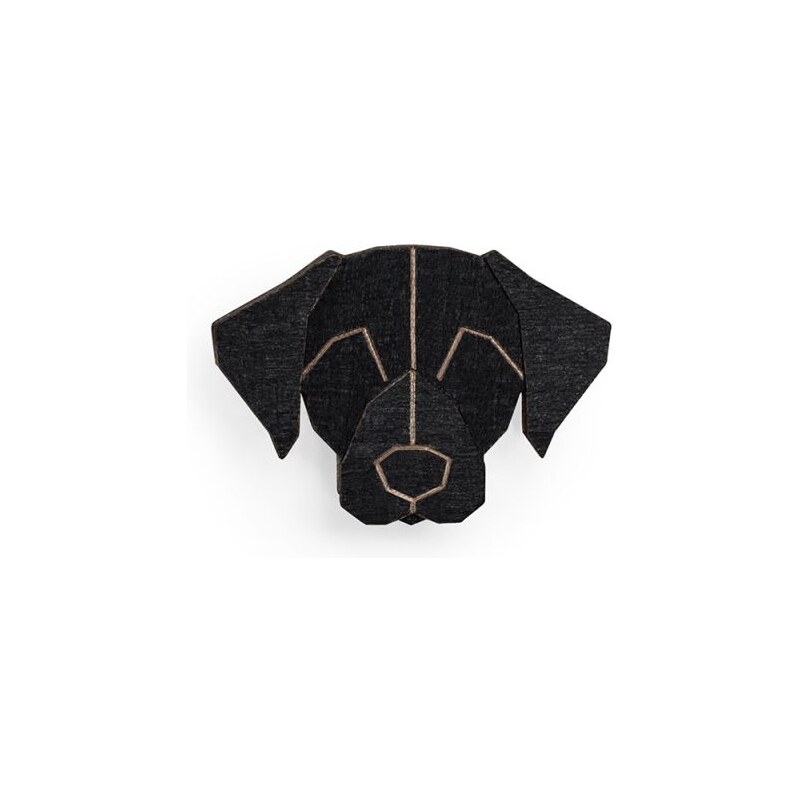 BeWooden Dřevěná brož ve tvaru psa Black Labrador Brooch