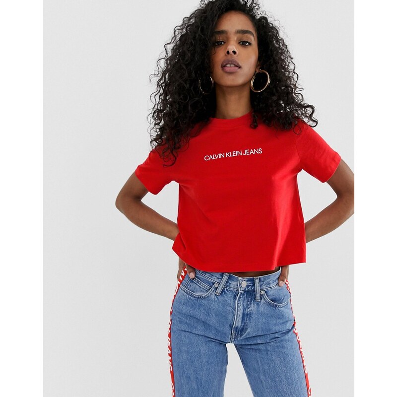 Calvin klein cropped logo t shirt online