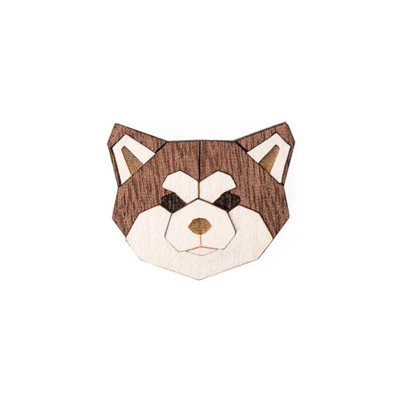 BeWooden Dřevěná brož ve tvaru psa Akita Inu Brooch