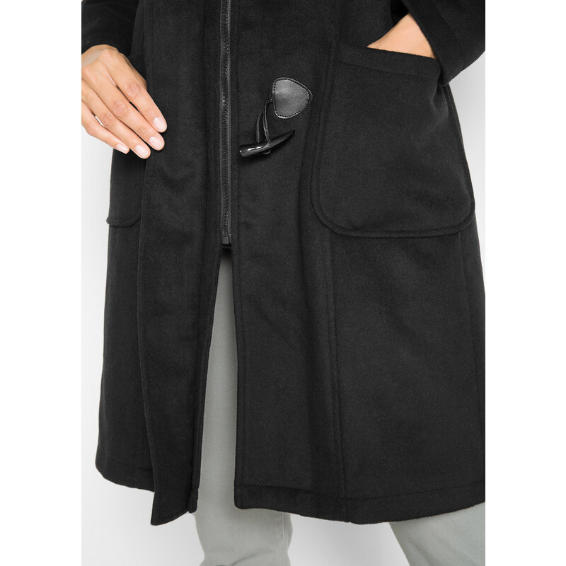 bonprix Vlněný kabát Duffle Coat Černá