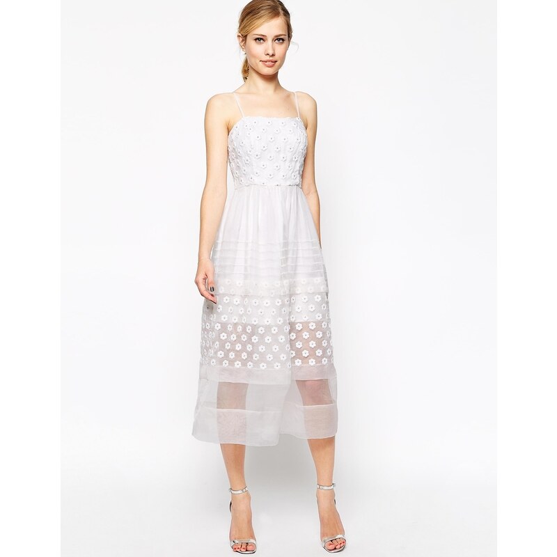 ASOS Debutante Dress With Daisy Embroidery - White