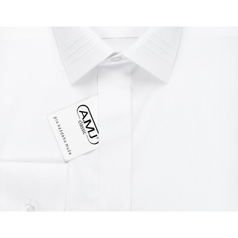 Pánská košile AMJ, bílá JDSA018SKL, dlouhý rukáv, slim fit