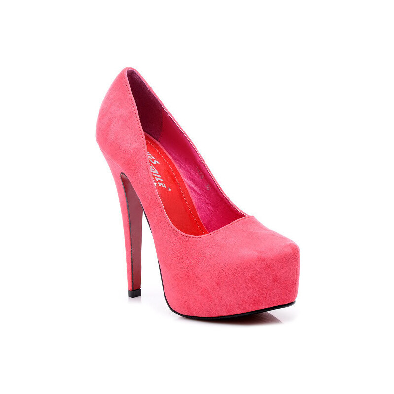 Perfect shoes Semišové lodičky na platformě světle červené Velikost: 37/24 cm