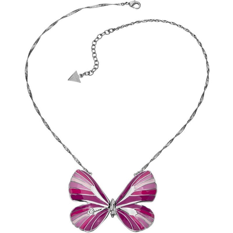 Guess ENAMEL PINK BUTTERFLY NECKLACE