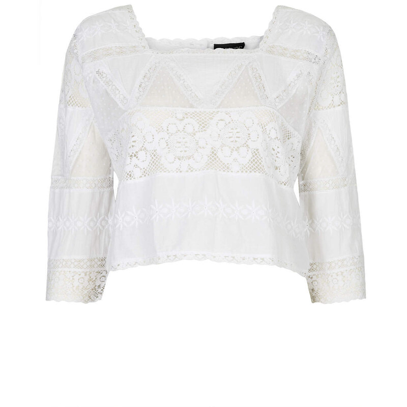 Topshop Cotton Embroidered Blouse