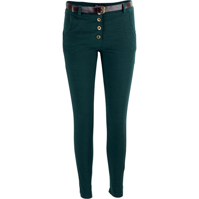 Glamorous by Glam Dámské kalhoty s knoflíky - zelená