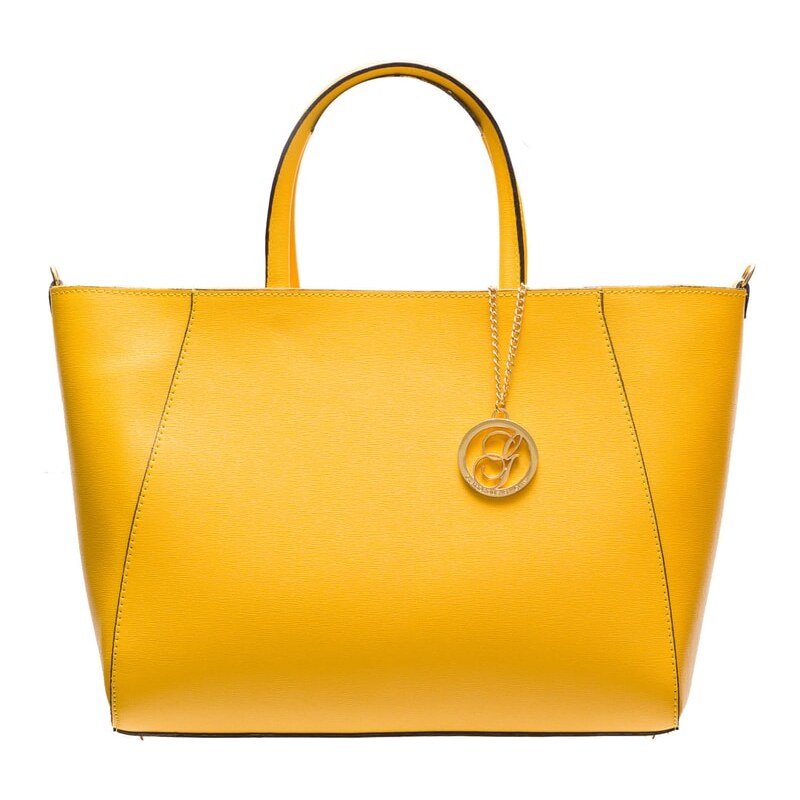 Glamorous by GLAM Kožená kabelka ze safiánové kůže jednoduchá - žlutá