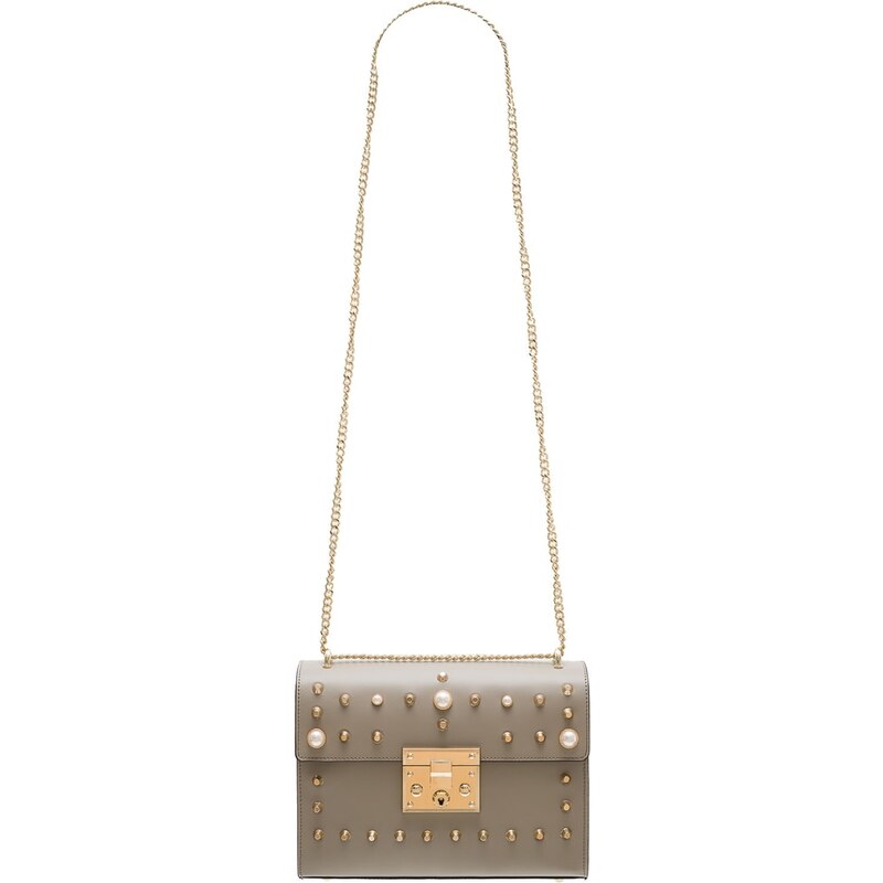 Glamorous by GLAM Dámská kožená crossbody kabelky s perličkami - šedá 25349129