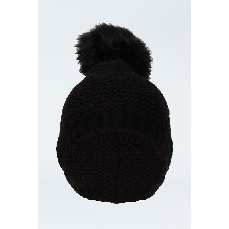 Tally Weijl Black Faux Fur Bobble Hat