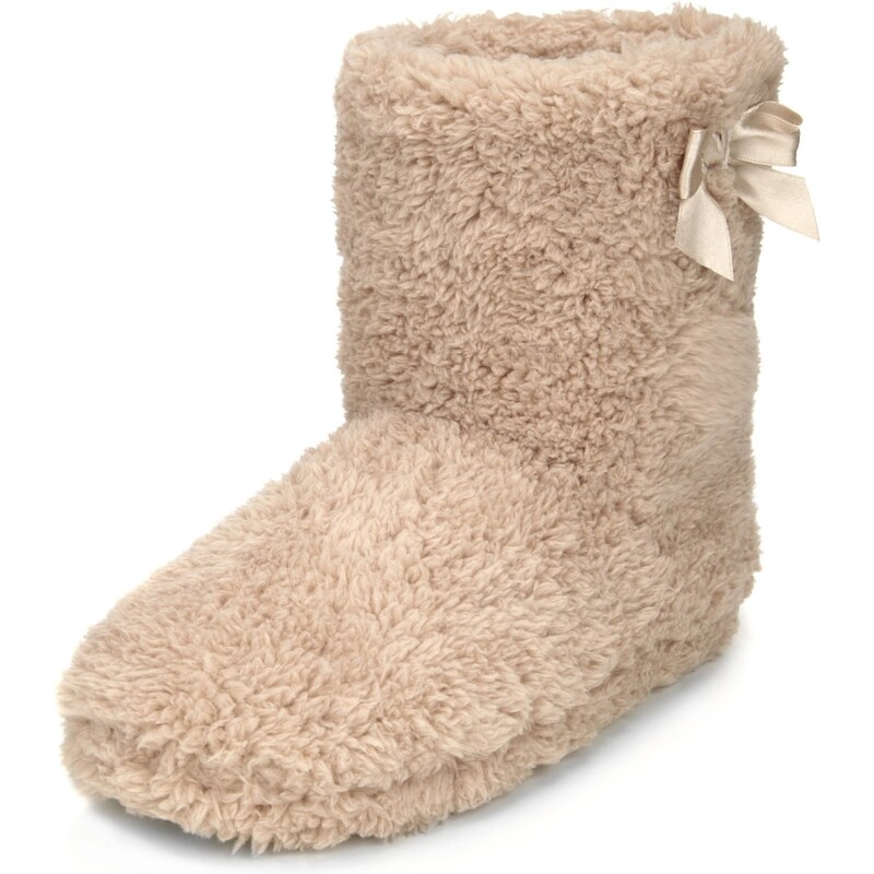 Marks and Spencer M&S Collection Faux Fur Shaggy Bow Boot Slippers
