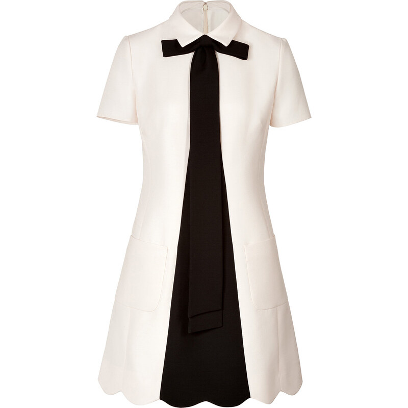 Valentino Wool-Silk Crepe Trompe LOeil Tie Dress
