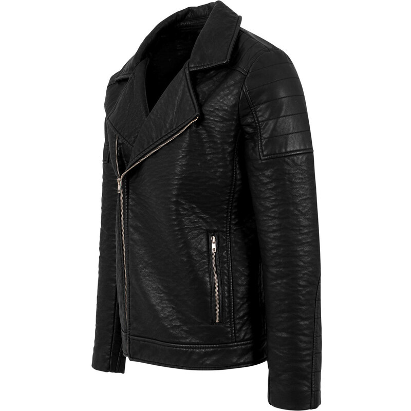 Bunda jarně/podzimní - Leather lmitation Biker - URBAN CLASSICS - TB1440-black