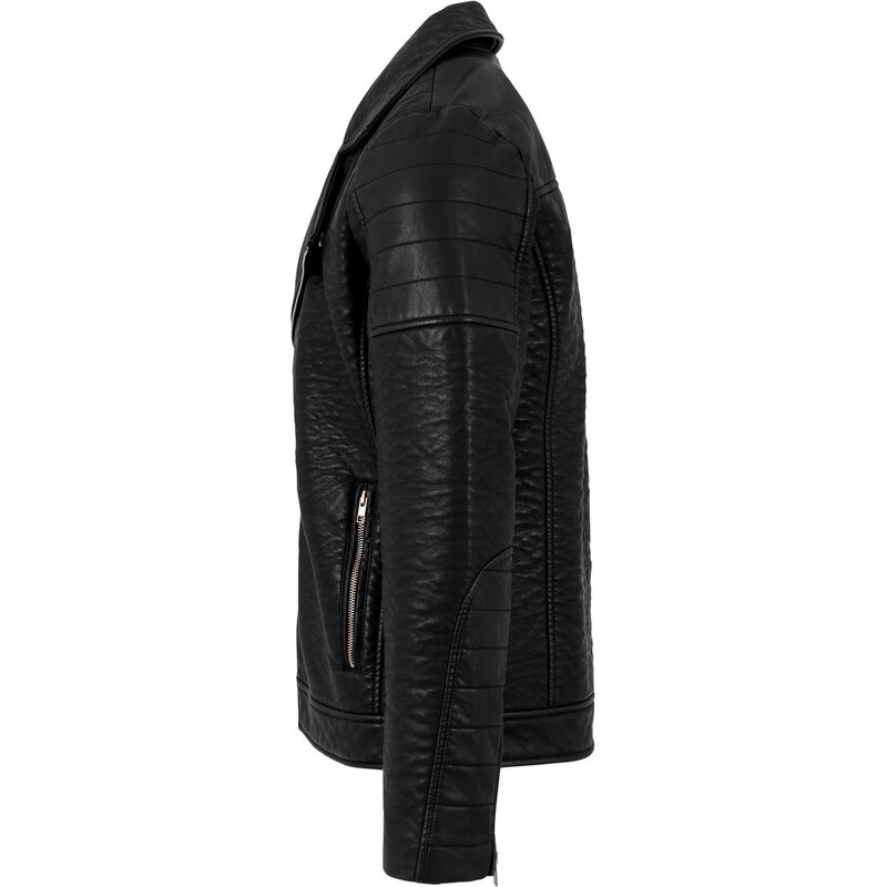 Bunda jarně/podzimní - Leather lmitation Biker - URBAN CLASSICS - TB1440-black