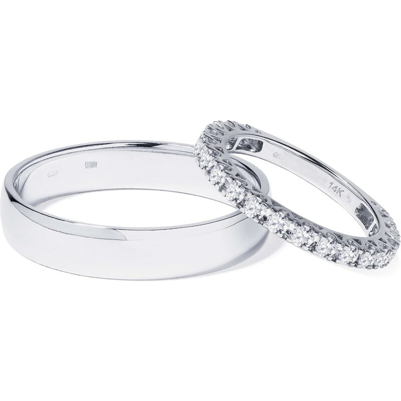Snubní prsteny z bílého zlata s diamanty KLENOTA wk00922