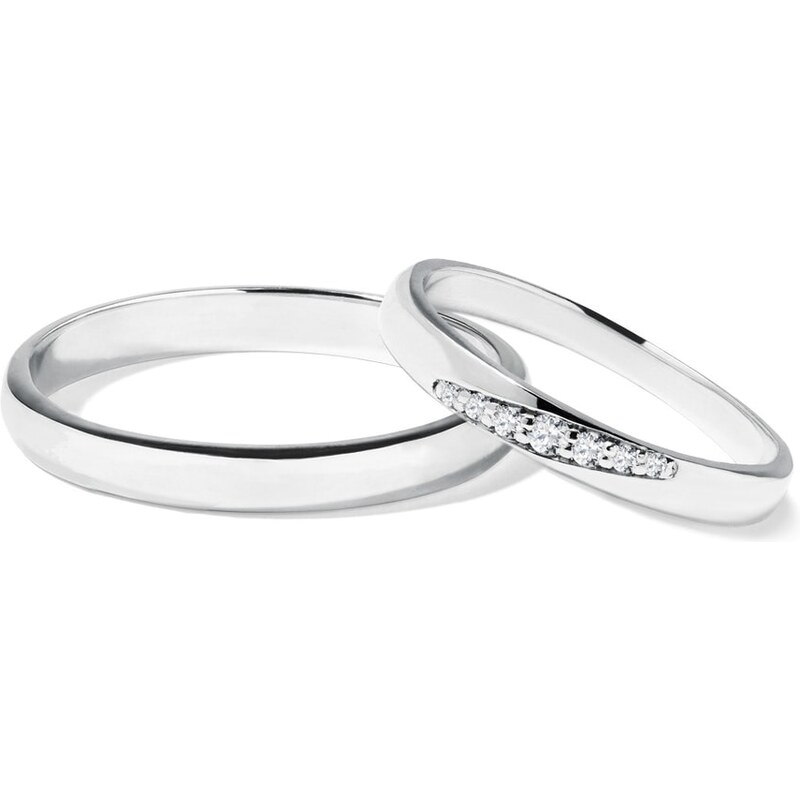 Snubní prsteny z bílého zlata a diamantů KLENOTA S0256012