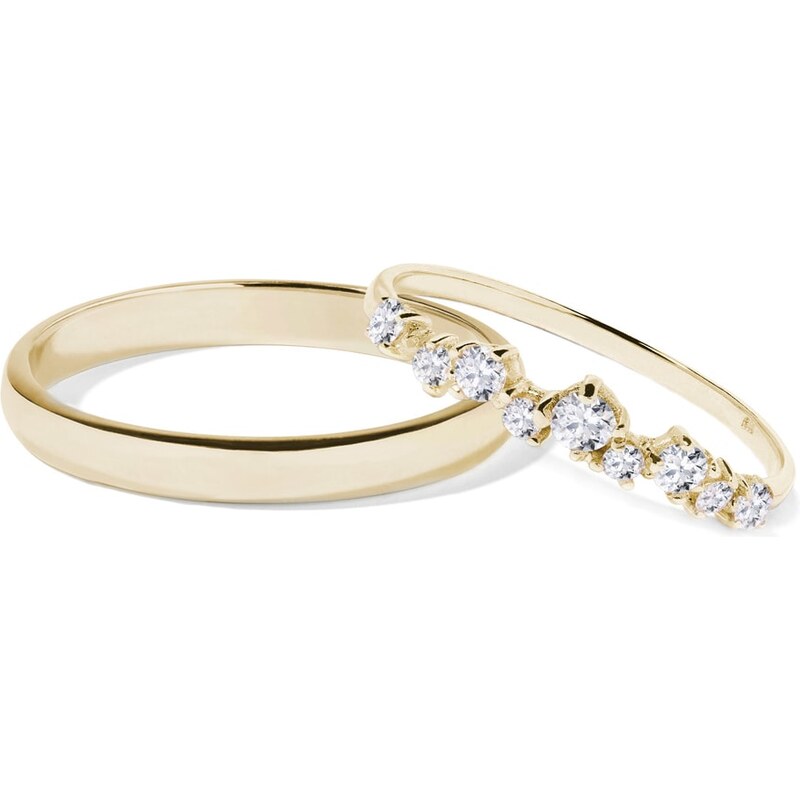 Zlaté snubní prstýnky s brilianty KLENOTA wk02833