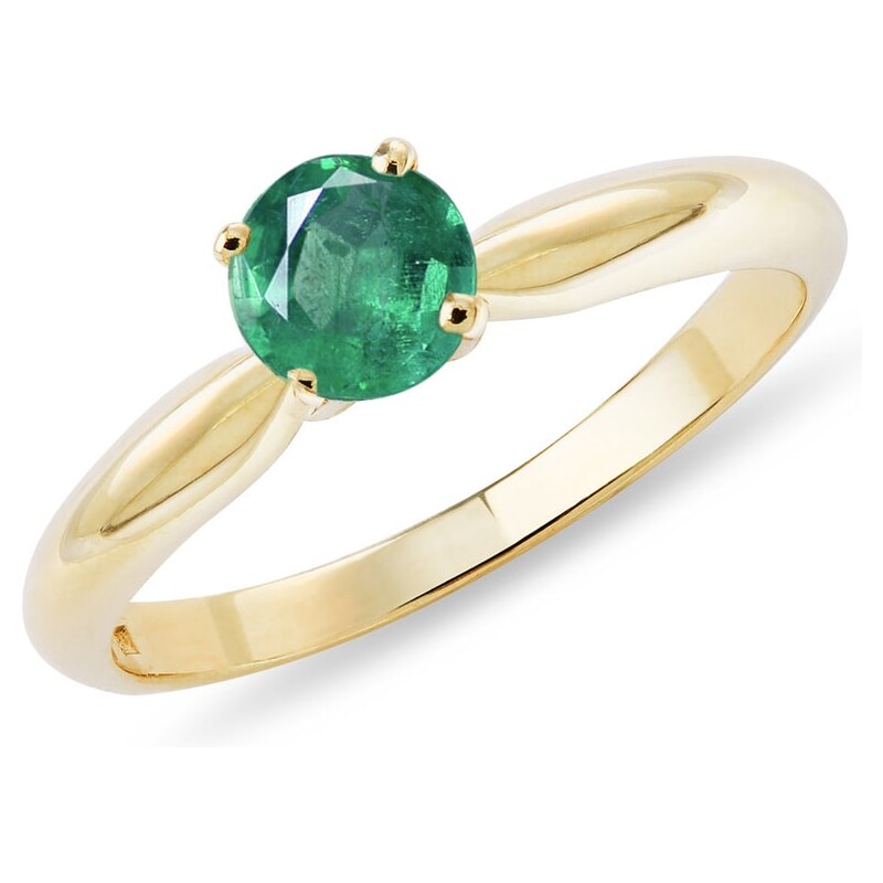 Zlatý prsten se smaragdem KLENOTA k0145043