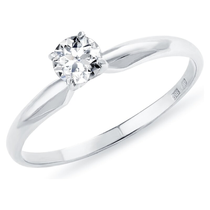 Tradiční zásnubní prsten z bílého zlata s briliantem KLENOTA k0033012