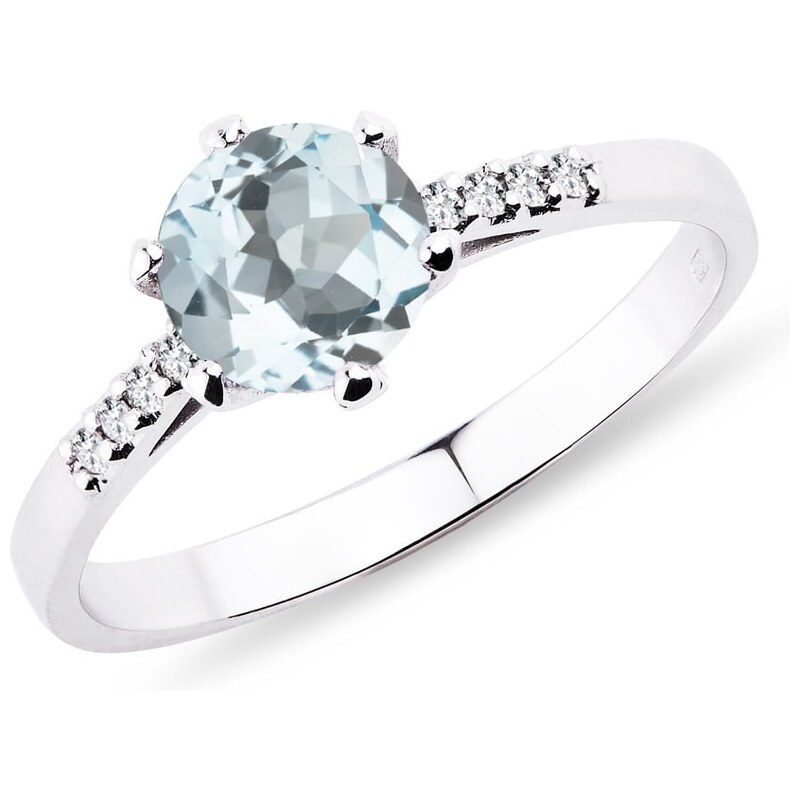 Akvamarínový prsten s diamanty KLENOTA k0269032
