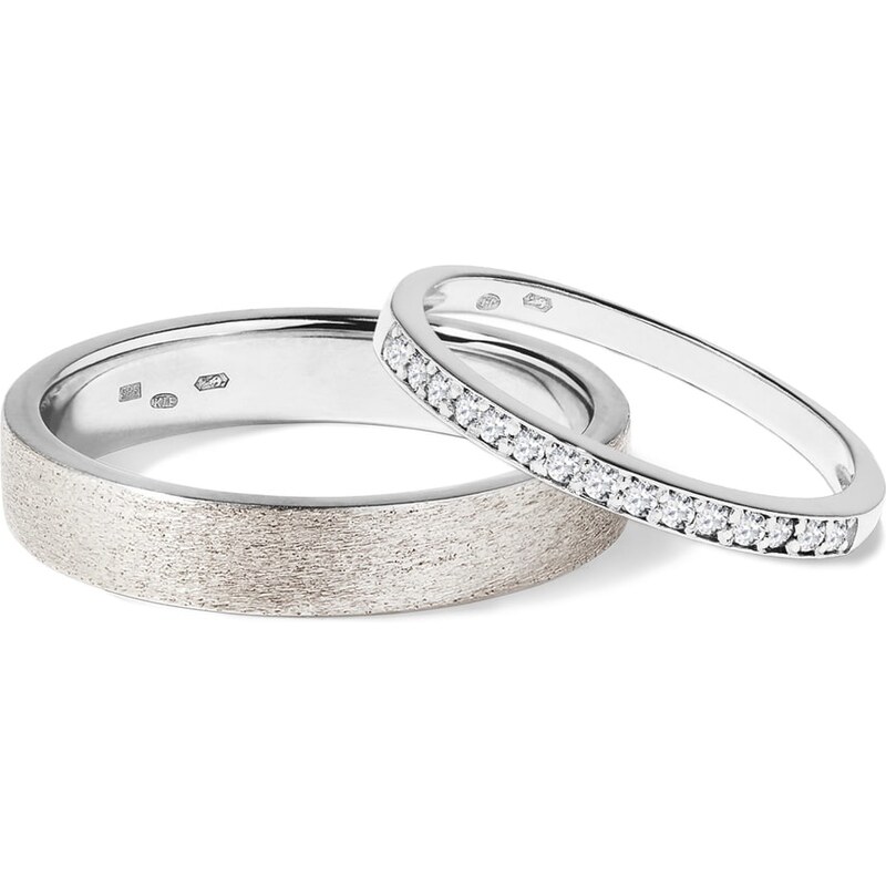 Snubní prsteny z bílého zlata s diamanty KLENOTA wk01522