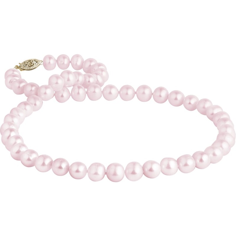 Růžový perlový náhrdelník KLENOTA k0011043