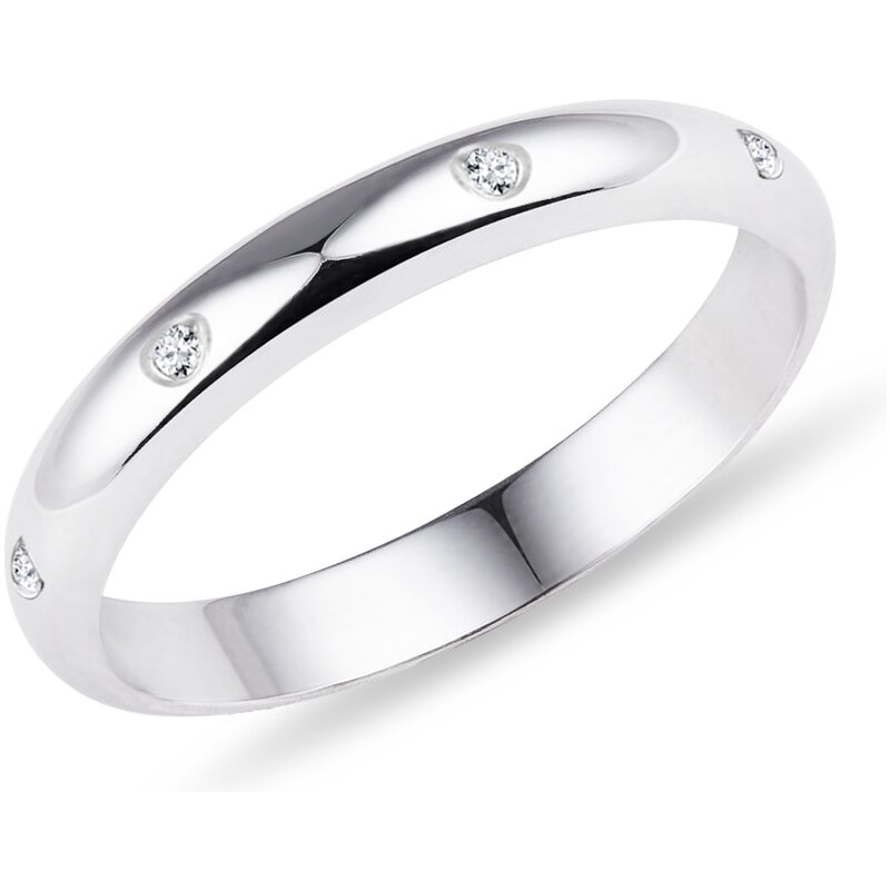 Snubní prsten z bílého 14k zlata s diamanty KLENOTA X0895172L30