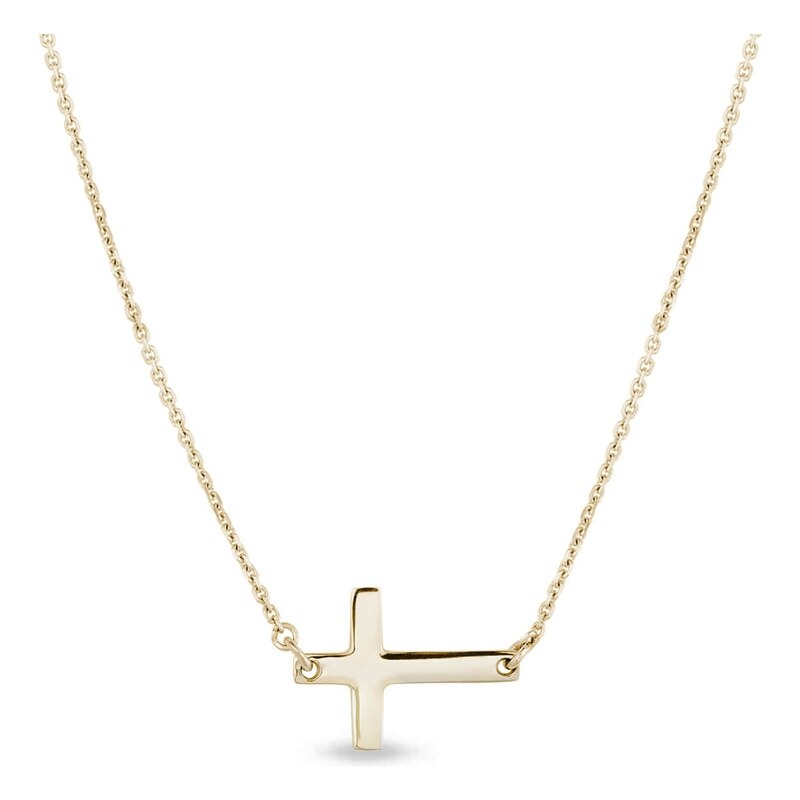 Zlatý křížek jako náhrdelník na řetízku KLENOTA k0042013