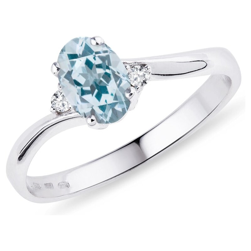 Stříbrný prsten s topazem a brilianty KLENOTA k0027059