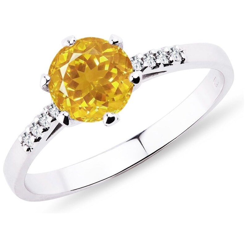 Zlatý prsten s citrínem a diamanty KLENOTA k0269022