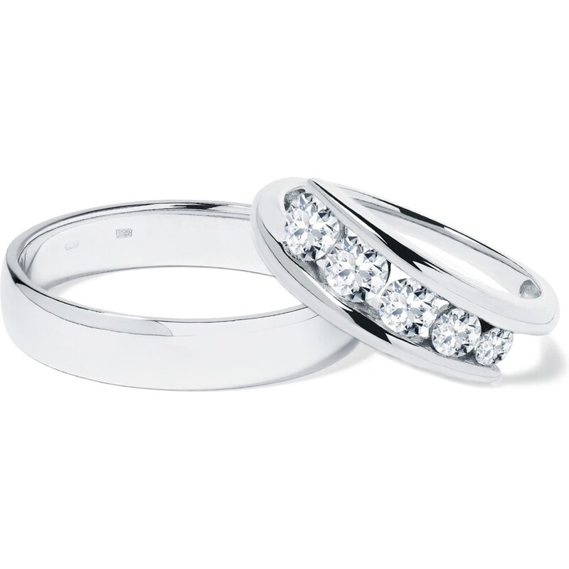 Snubní diamantové prsteny z bílého zlata KLENOTA S0442012