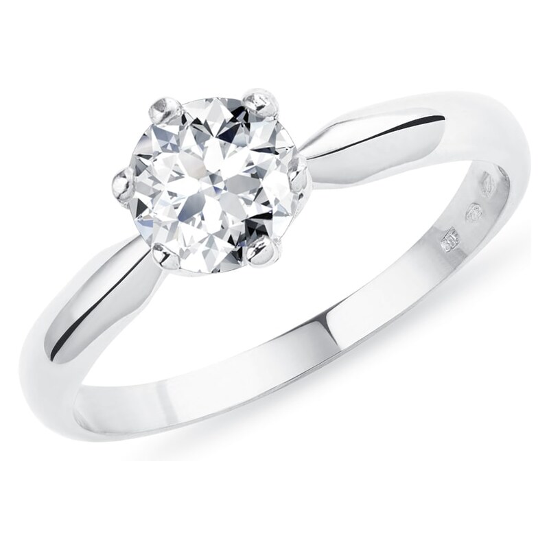 Luxusní zásnubní prsten z bílého zlata s briliantem KLENOTA k0191112