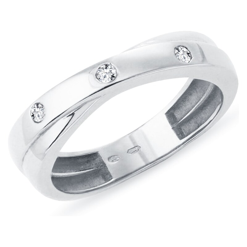 Prsten v bílém zlatě s diamanty KLENOTA k0032012