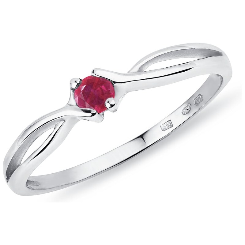 Stříbrný prsten s rubínem KLENOTA k0066059