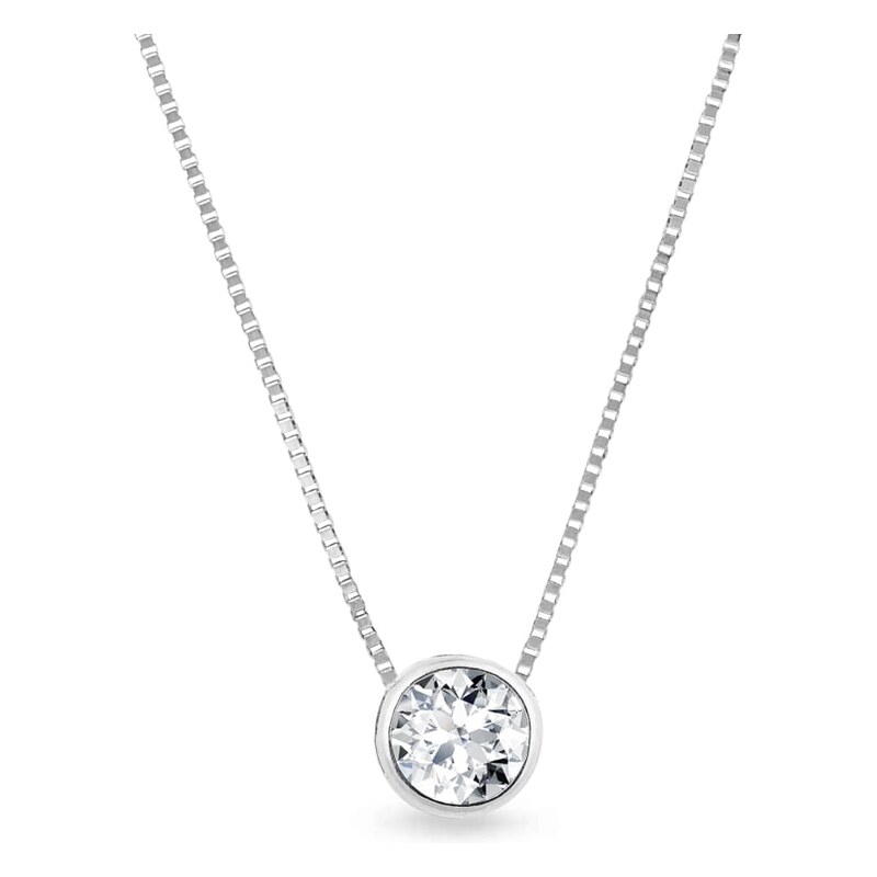 Diamantový náhrdelník bezel v bílém zlatě KLENOTA K0470012