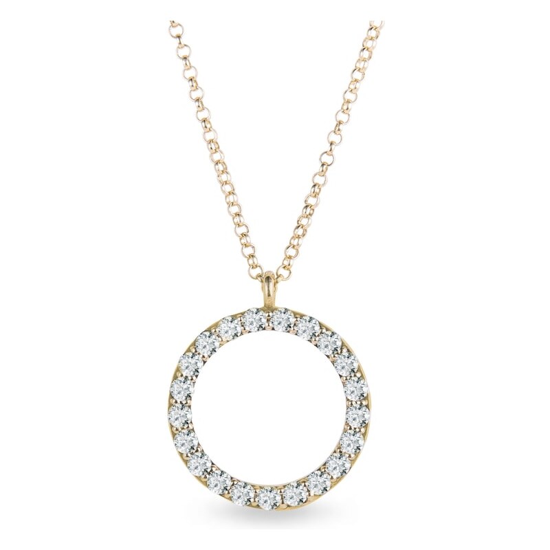 Kruhový náhrdelník ze žlutého zlata s diamanty KLENOTA K0586013