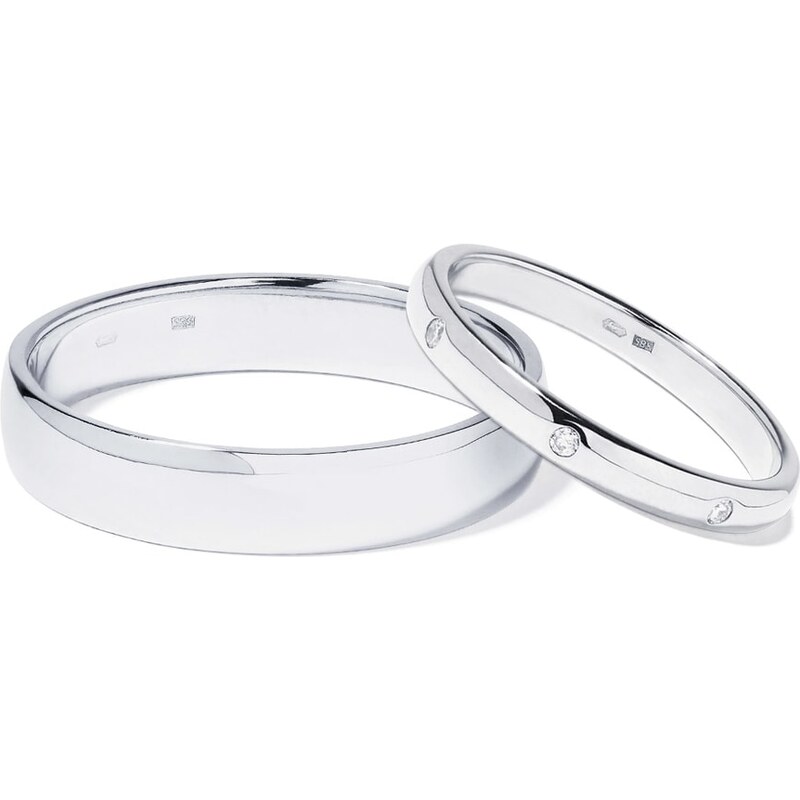 Tradiční snubní prsteny z bílého zlata s brilianty KLENOTA S0435012