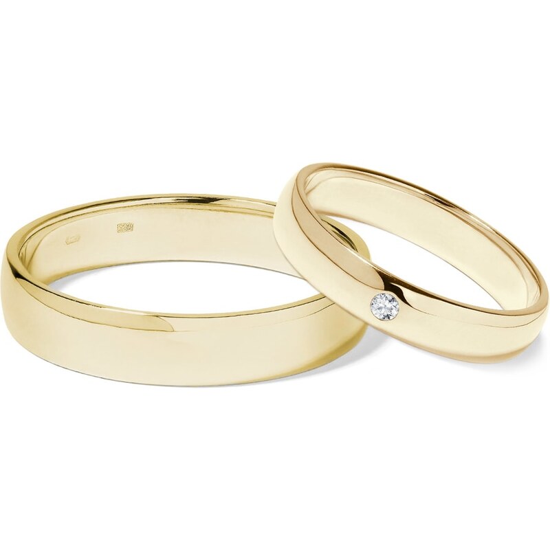 Klasické zlaté snubní prsteny s diamantem KLENOTA S0435023