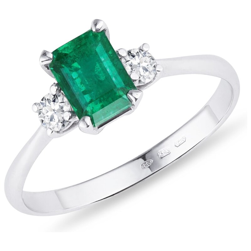 Zlatý prsten se smaragdem a diamanty KLENOTA k0392012