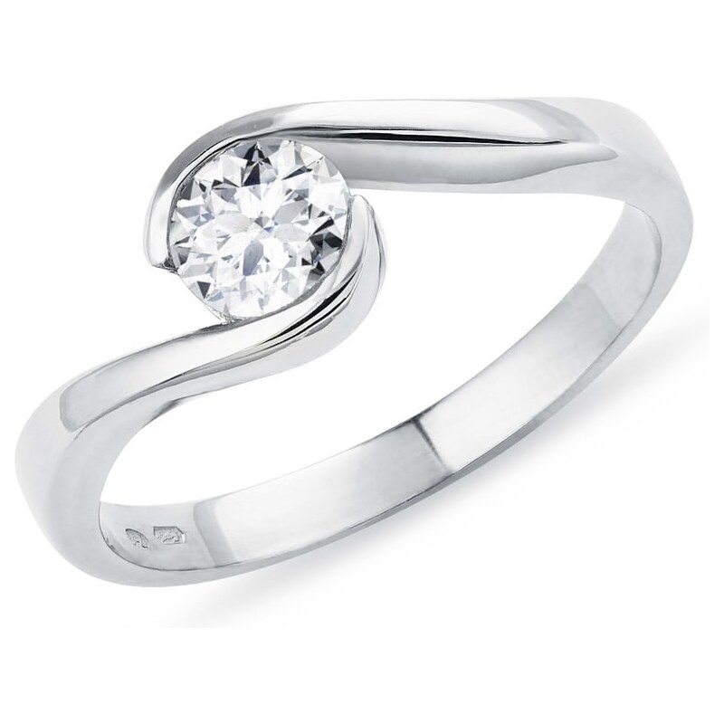 Originální prsten z bílého zlata s 0,5ct diamantem KLENOTA K0236012