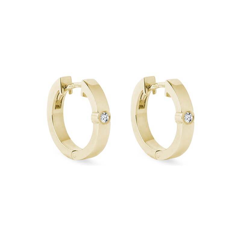 Zlaté náušnice kroužky s diamantem KLENOTA K0519013