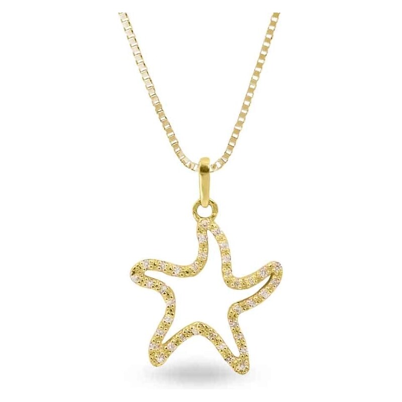 Zlatý náhrdelník ve tvaru hvězdice s diamanty KLENOTA kln4226