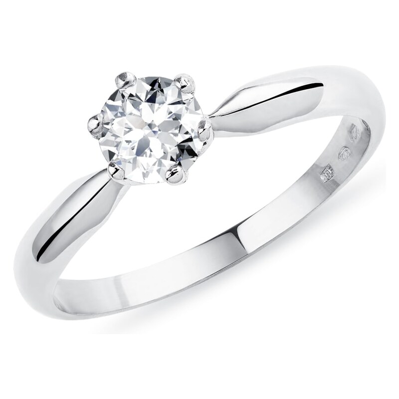 Klasický zásnubní prsten v bílém zlatě s diamantem KLENOTA K0191032