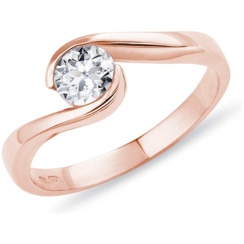 Prsten s briliantem v růžovém zlatě KLENOTA K0236024