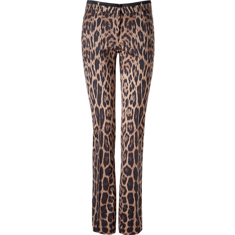 Roberto Cavalli Stretch Wool Leopard Print Pants
