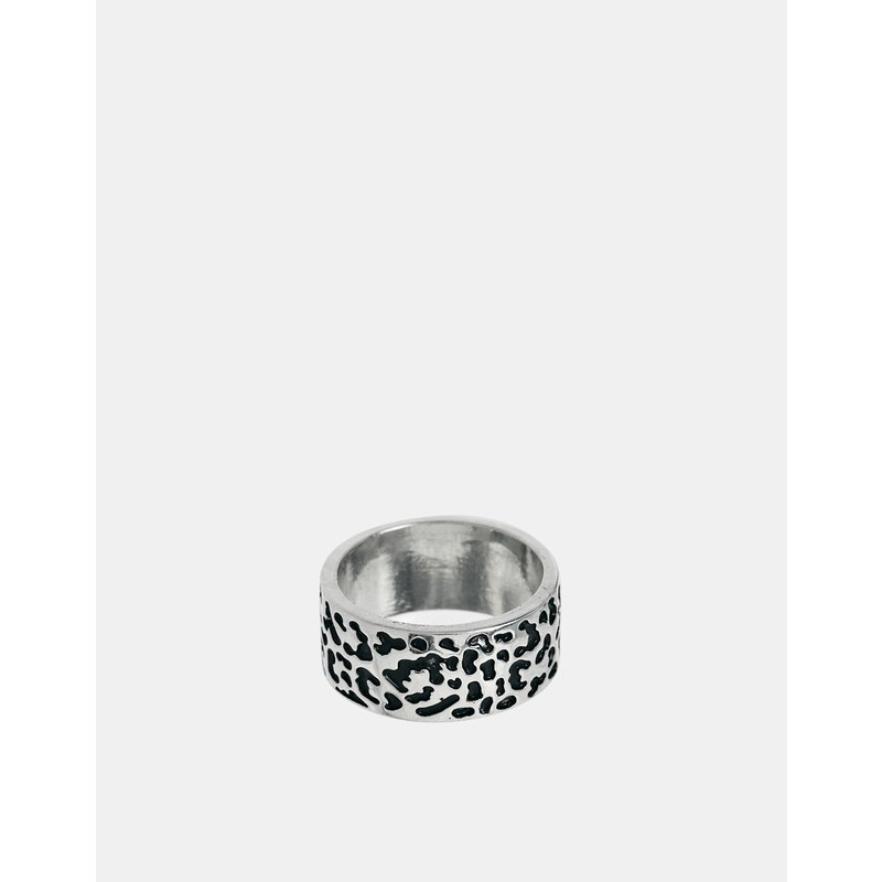 ASOS Ring With Leopard Print - Silver