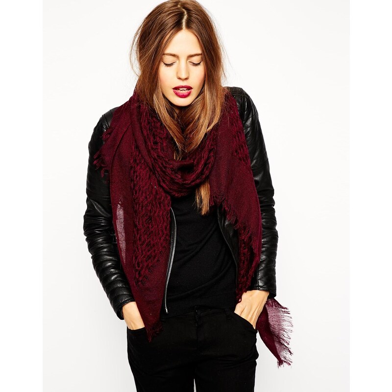 ASOS Wool Mix Open Weave Scarf - Red
