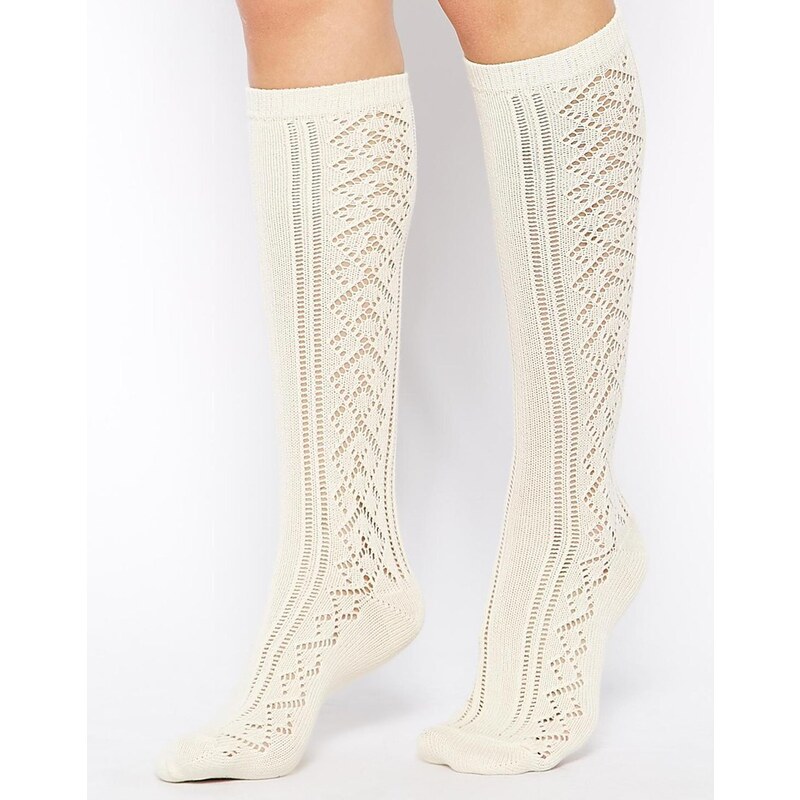 ASOS Knee High Pelerine Socks - Cream