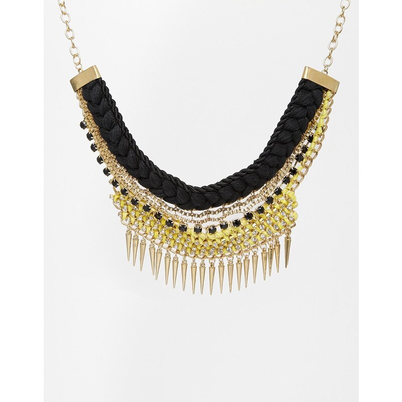 Kasturjewels Yellow Spikes Statement Necklace - Yellow