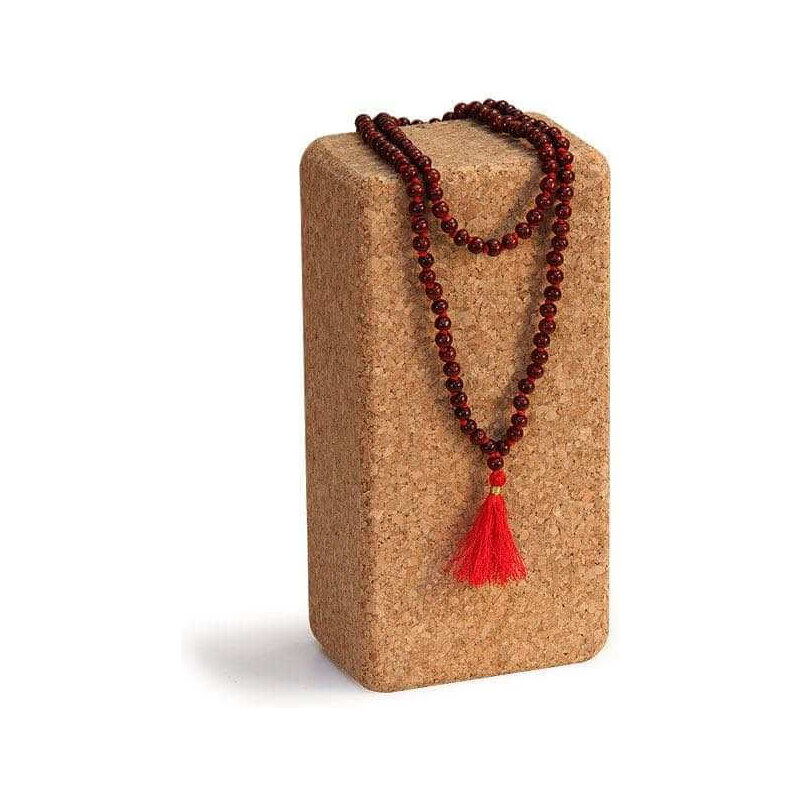 Bodhi Yoga Bodhi Mala náhrdelník Rosewood s červeným střapcem, 108 korálků