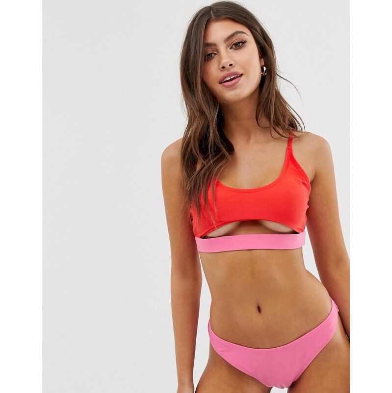 Brave Soul cropped bikini top with peep hole-Multi 100031881
